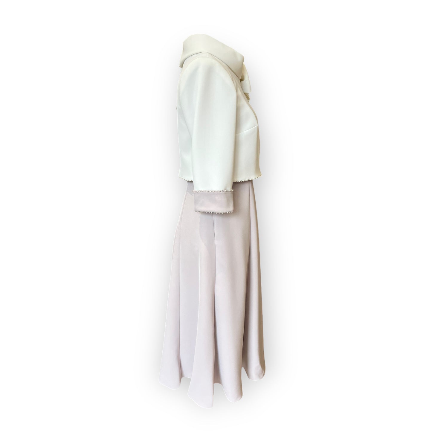 NEW Veni Infantino for Ronald Joyce Taupe Dress and White Jacket