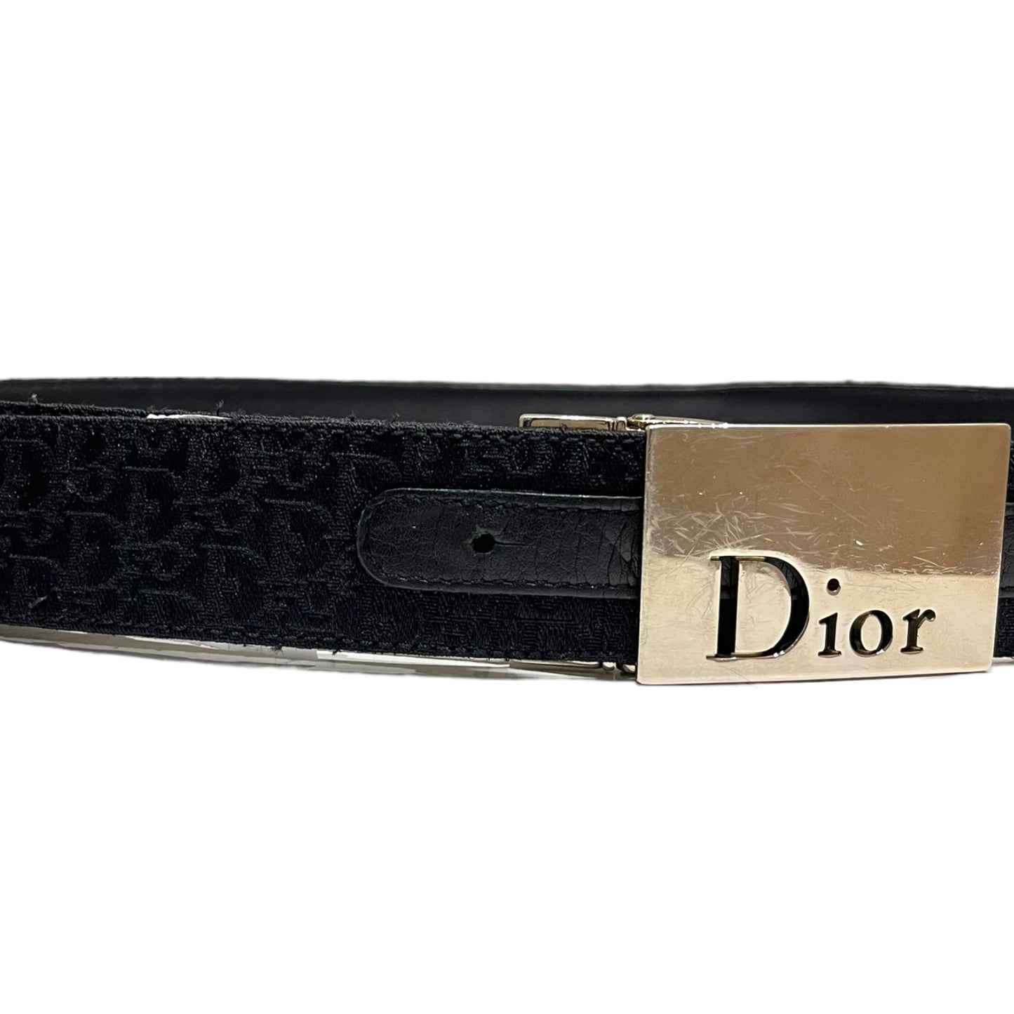 Dior Black and Silver Logo Buckle Belt