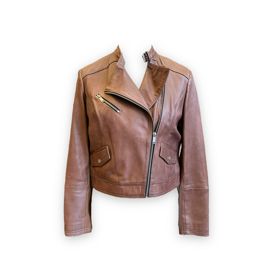 Mint Velvet Brown Leather Jacket