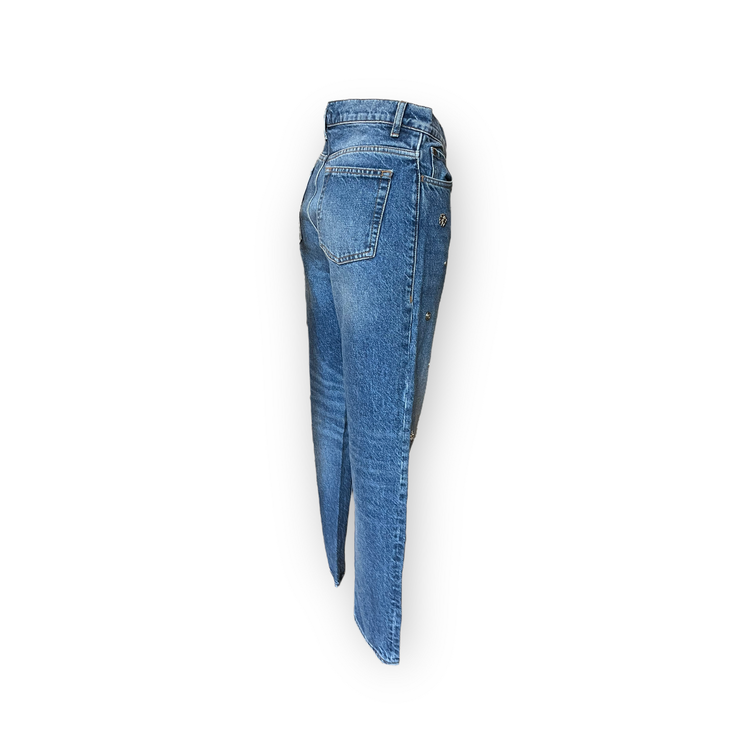 Sandro Straight Blue Embellished Jeans